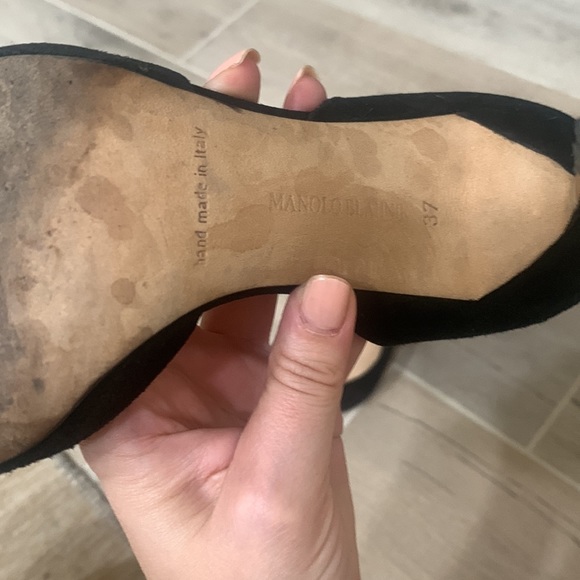 Manolo Blahnik black suede D’Orsay pump heels SZ 37 - Picture 7 of 8